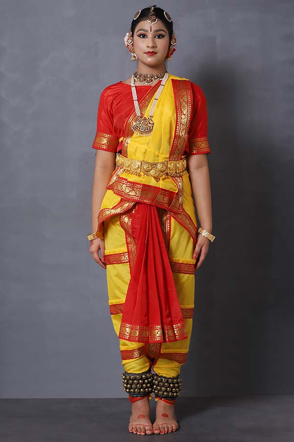 Red and Yellow Bharatanatyam Dance Costume