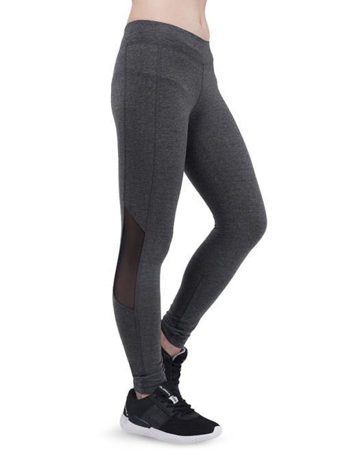 Women Grey Cotton Mesh Tights for Gym Fitness Yoga and Dance