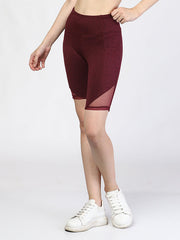 Plum Melange Shorts With Inner Tights