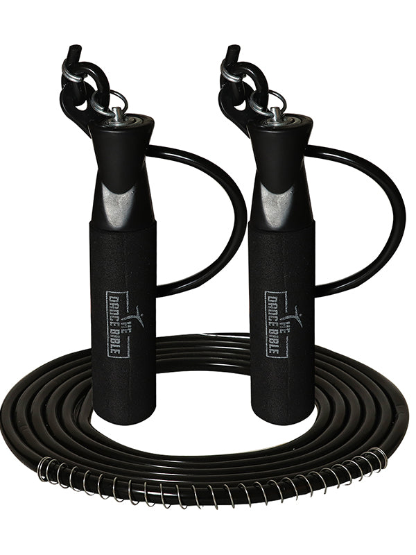 Black Adjustable Jumping Skipping Rope for Gym