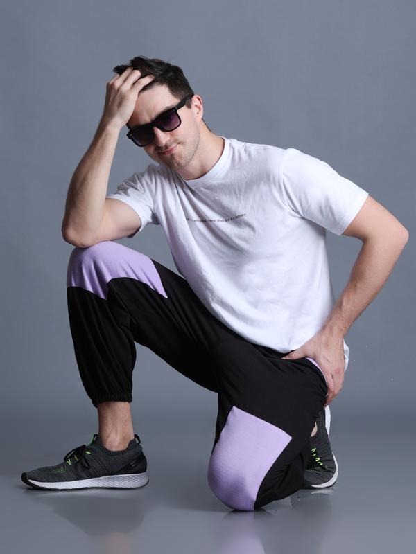 Black - Lavender Track Pants For Men