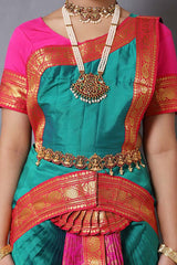Pink Green Bharatanatyam Dress
