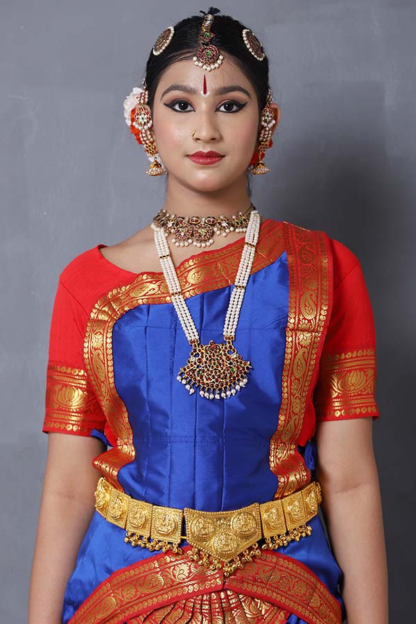 Red Blue Bharatanatyam Dress