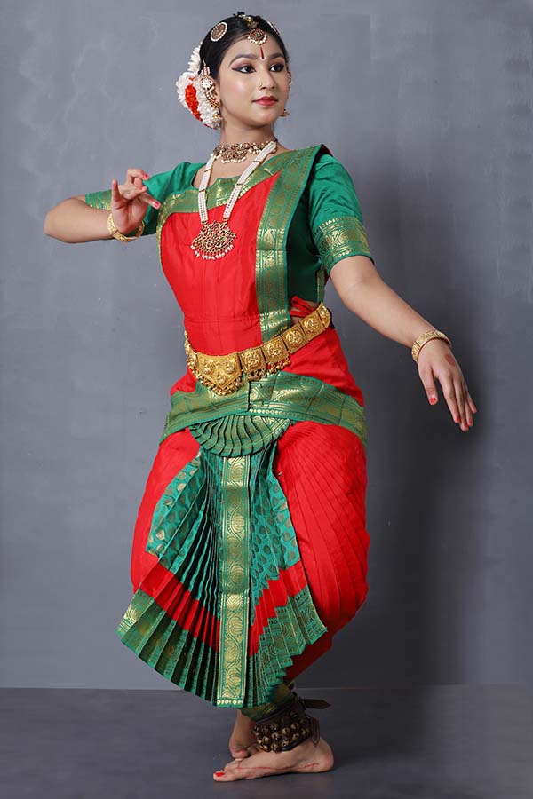 Red Green Readymade Bharatanatyam Dress