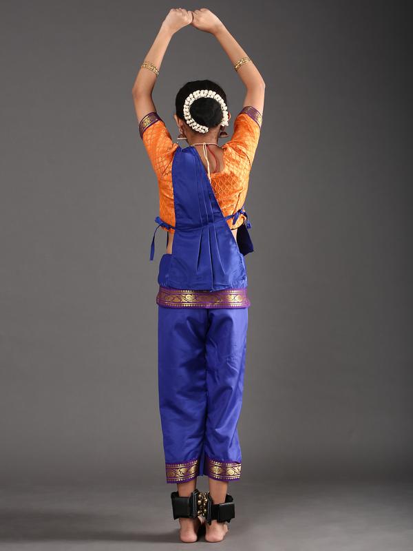 Ready to Wear Girls Kuchipudi Blue Orange Dance Costume