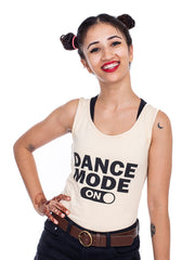 Beige Dance Mode On Print Gym Tops