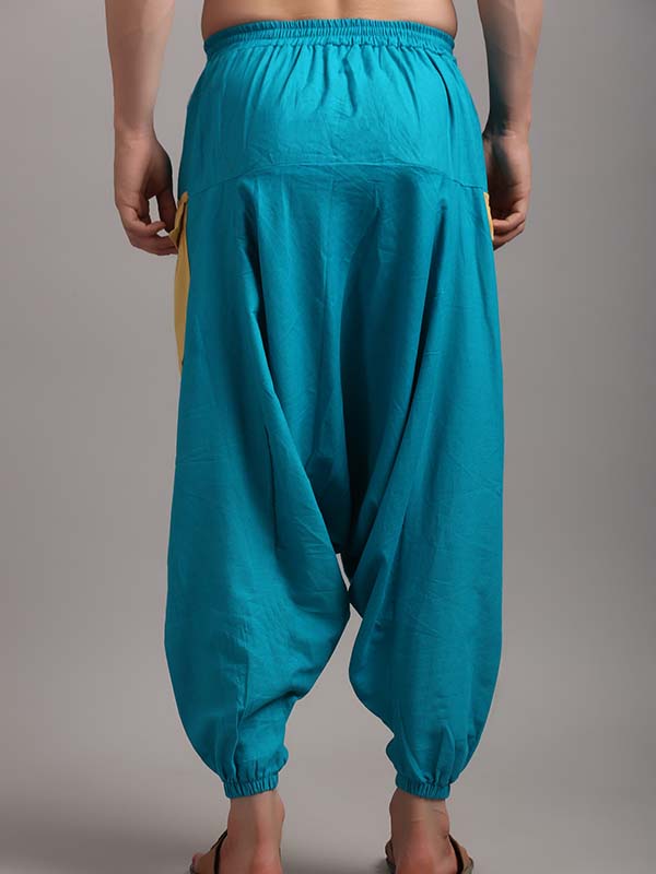Blue with Yellow Patch Balloon Pants Men