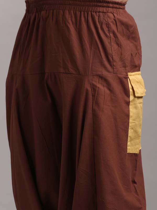 Sweatpants in Choco Brown with Yellow Patch Color