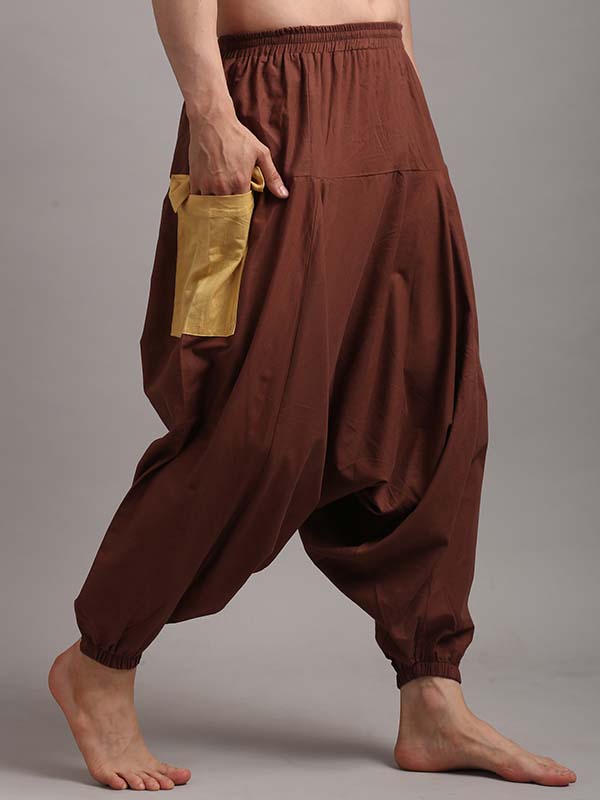 Afghani Pants in Choco Brown with Yellow Patch Color