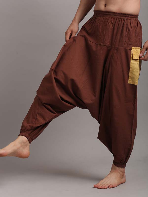 Short Harem Pants / Brown Drop Crotch Pants / Yoga Pants / Funky Pants 