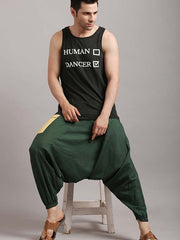 Dance Pants in Bottle Green With Yellow Patch Color