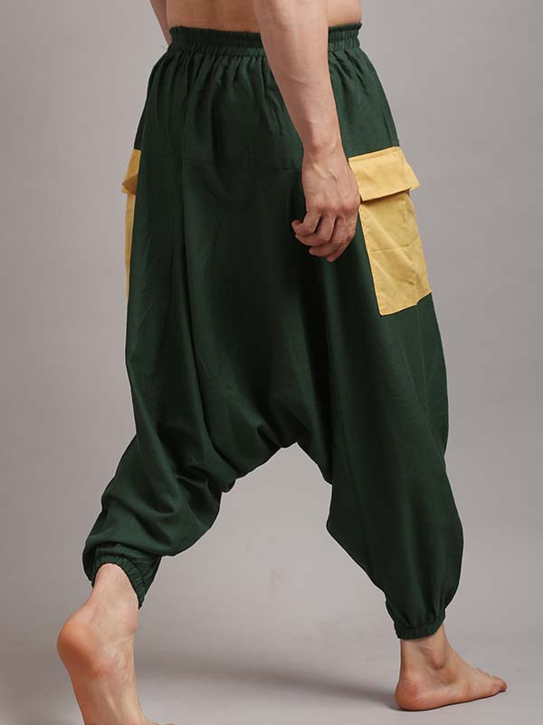 Afghani Pants in Bottle Green With Yellow Patch Color