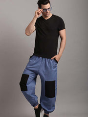 Hip Hop Pants in Indigo Blue - Black Color