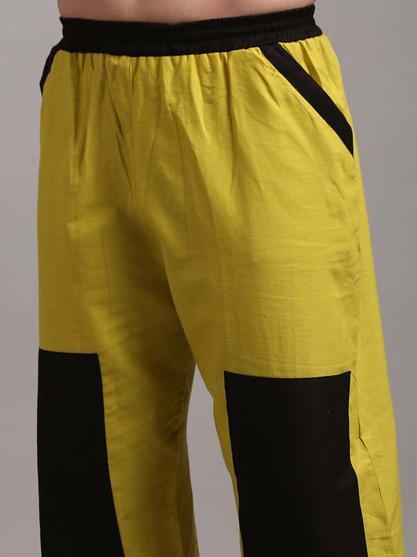Yellow - Black Track Pants For Men