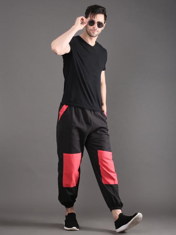 Black - Red Track Pants For Men