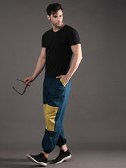 Hip Hop Pants in Peacock Blue - Yellow Color