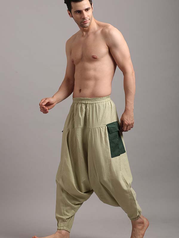 Pistachio Green With Green Patch Zen Harem Pants For Men