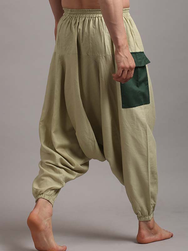 Harem Pants in Pistachio Green With Green Patch Color