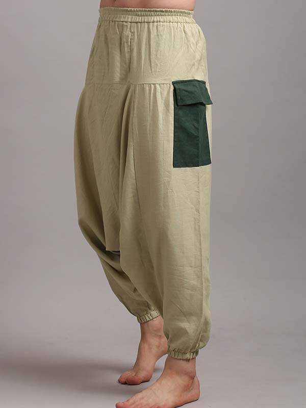 Men Balloon Pants in Pistachio Green With Green Patch Color
