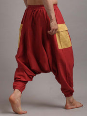 Harem Pants in Rust Red with Yellow Patch Color
