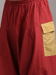 Sweatpants in Rust Red with Yellow Patch Color