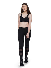 Women Black Spandex Mesh Tights for Gym Fitness Yoga and Dance