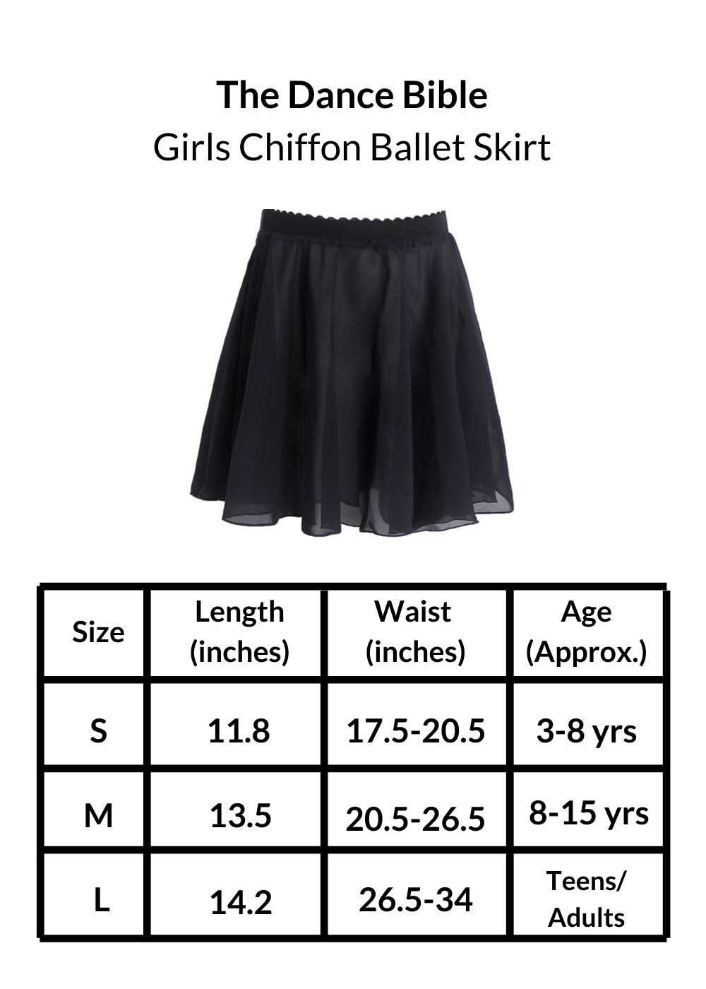 Girls Skirt Length Chart
