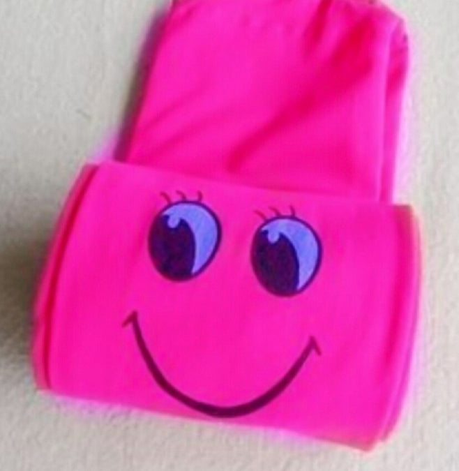 Bright Pink Smiley Face Footed Ballet Tights