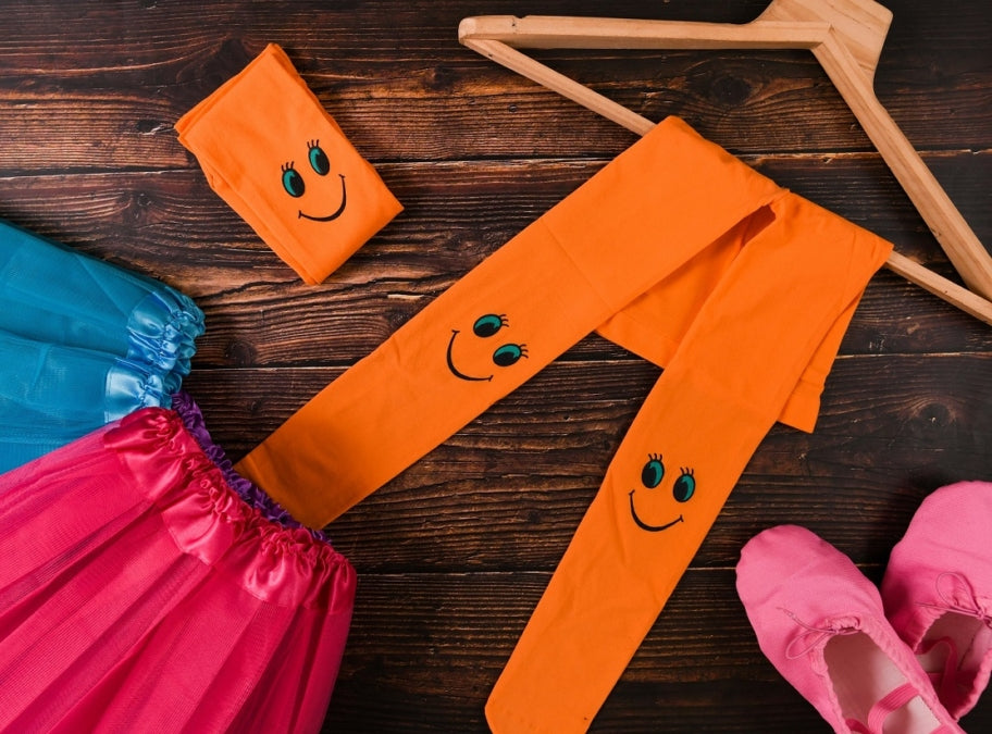 Orange Smiley Face Footed Ballet Tights