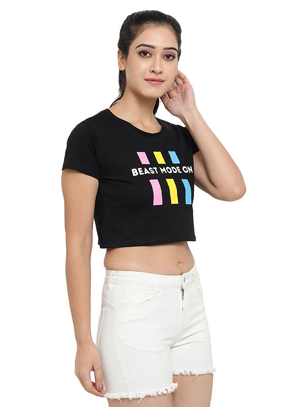 Beast Mode On Cotton Crop Top For Women