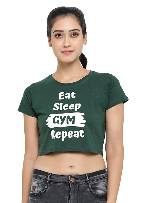 Eat Sleep Gym Repeat Print Women Crop Top