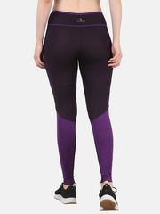 Purple Gym Tights Double Tone Color