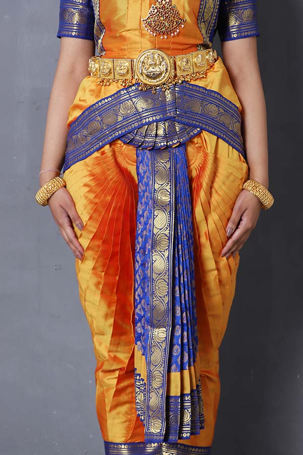 Blue Yellow Bharatanatyam Silk Dress