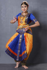 Blue Yellow Bharatanatyam Dance Costume