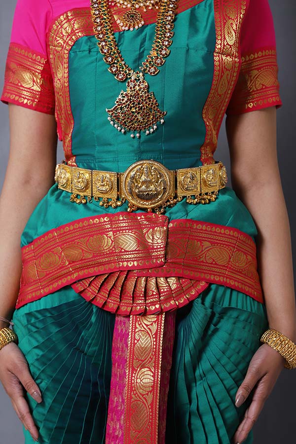 Pink Green Bharatanatyam Silk Dress