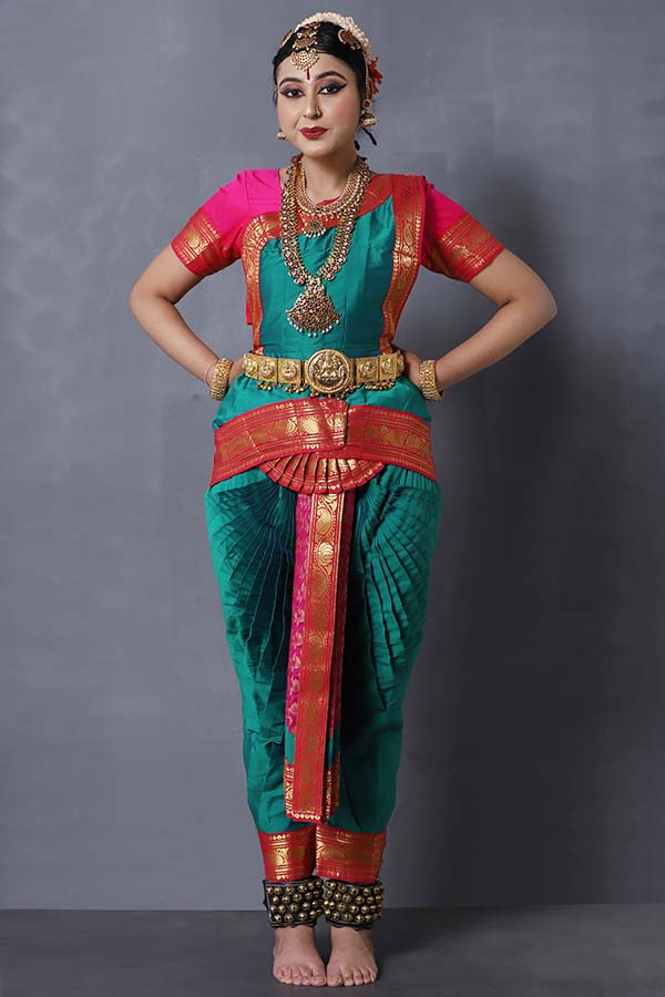 Pink Green Traditional Bharatanatyam Dress