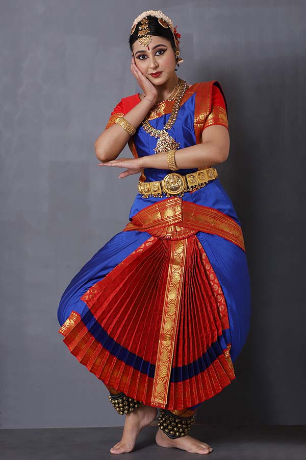 Red Blue Bharatanatyam Dance Costume