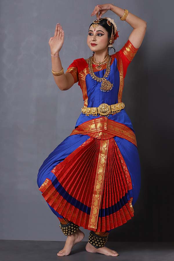 Red Blue Bharatanatyam Costume