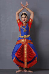 Red Blue Silk Bharatanatyam Dress