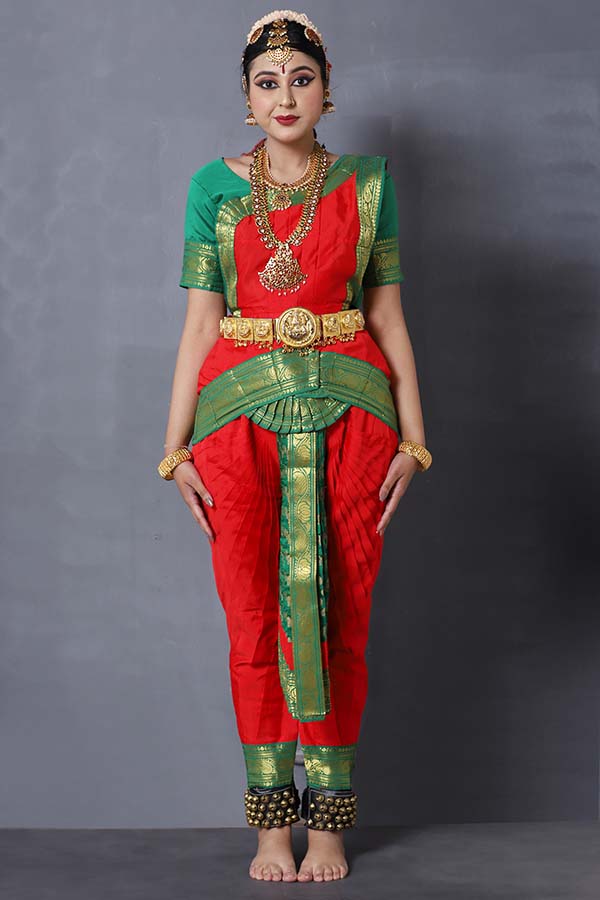 Red Green Bharatanatyam Costume