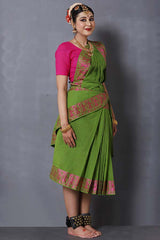 Forest Green Dance Practice Saree With Green Blouse