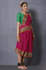 Bharatanatyam Dance Dress (Plum with Green Blouse)