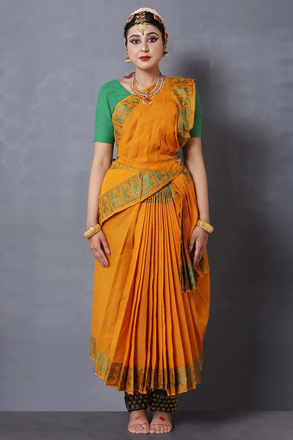 Chrome Yellow Pre-stitched Bharatanatyam Costume