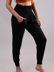 Black Solid Loose-Fit Trousers