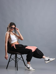 Black - Peach Relaxed Fit Pants