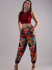 Multicolor Face Print Funky Dance Pants