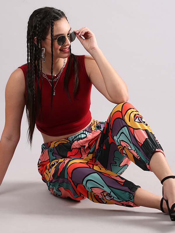 Buy Red Harem Genie Pants Drop Crotch Style Elephants Print Fabric Online  in India  Etsy