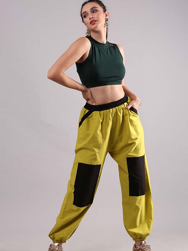 Yellow - Black Relaxed Fit Pants
