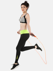 Workout Tights in Neon Green Black Color
