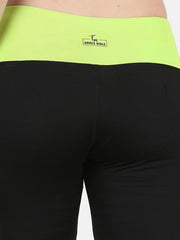 Neon Green Black Gym Tights For Women